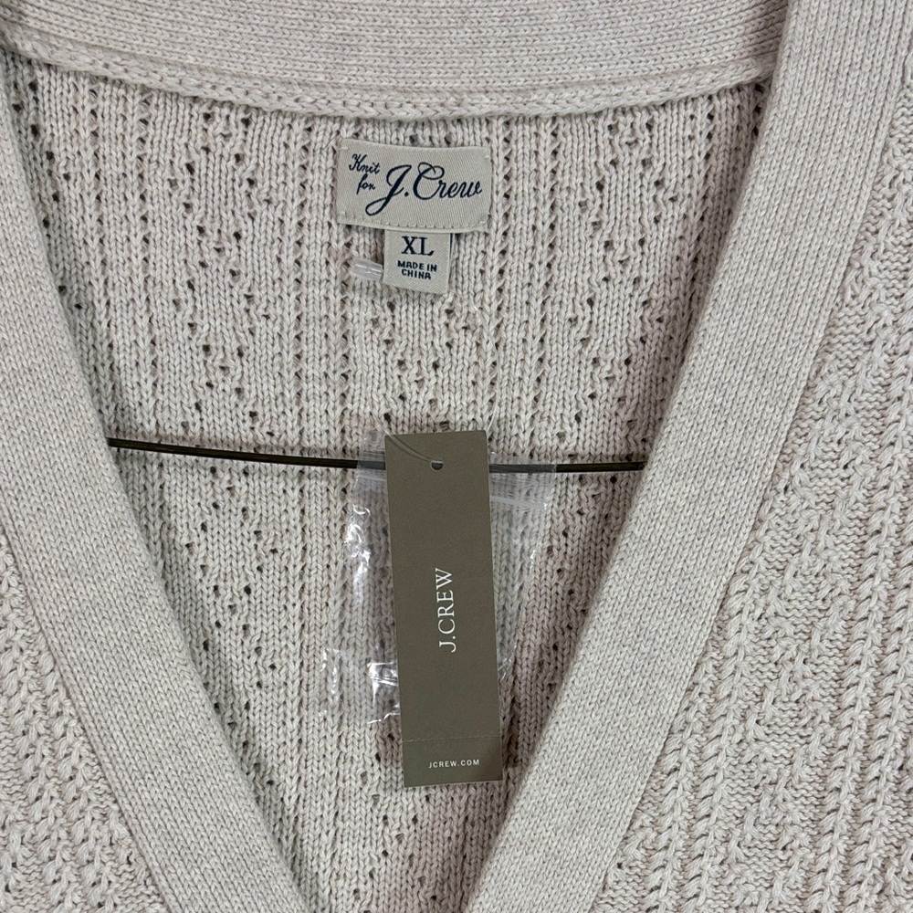J.Crew Textured 100% Cotton Cardigan Sweater NWT Men’s XL Oatmeal - Picture 3 of 6